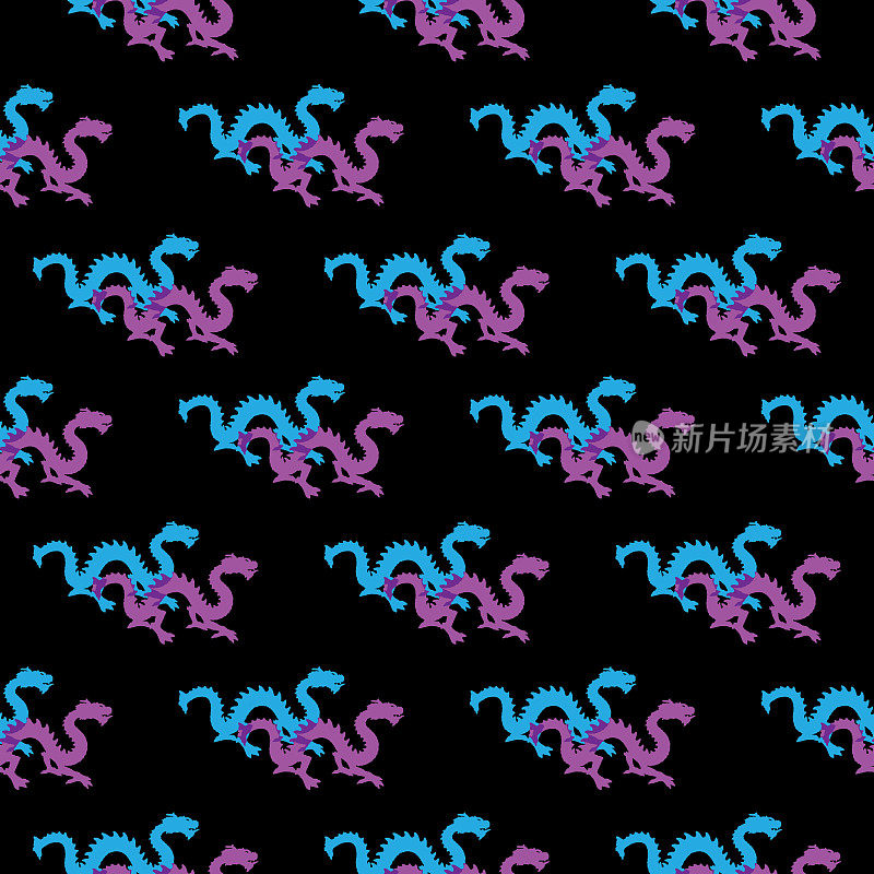 Double Dragons Seamless Pattern